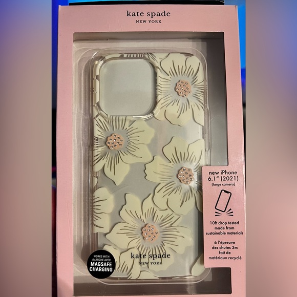 Kate Spade New York Apple iPhone 13 PRO Protective Case - Hollyhock Floral - Picture 1 of 6